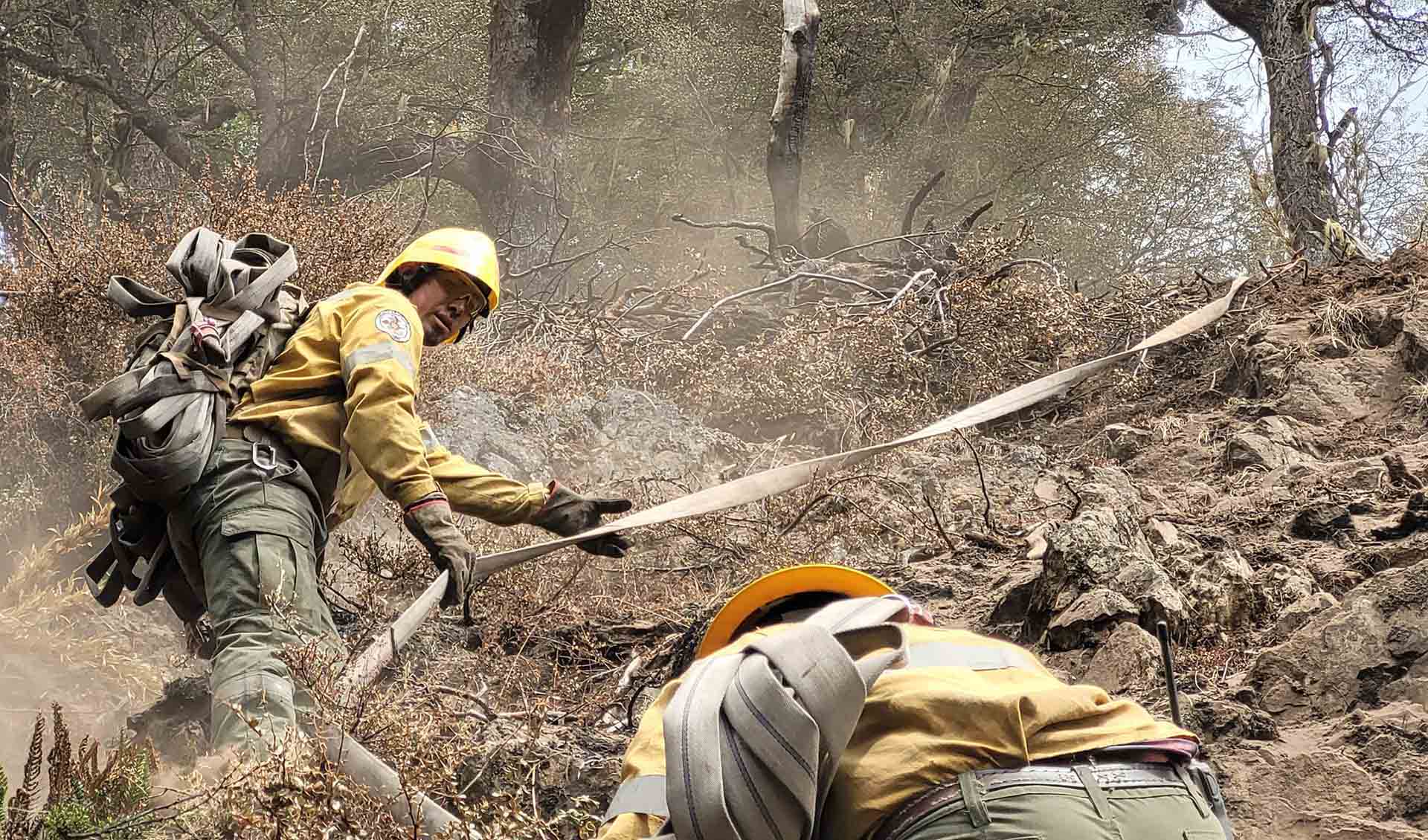 Realizaron tareas de contención y control del fuego ante la situación de emergencia que atravesó la localidad de El Bolsón, en la provincia de Río Negro. 