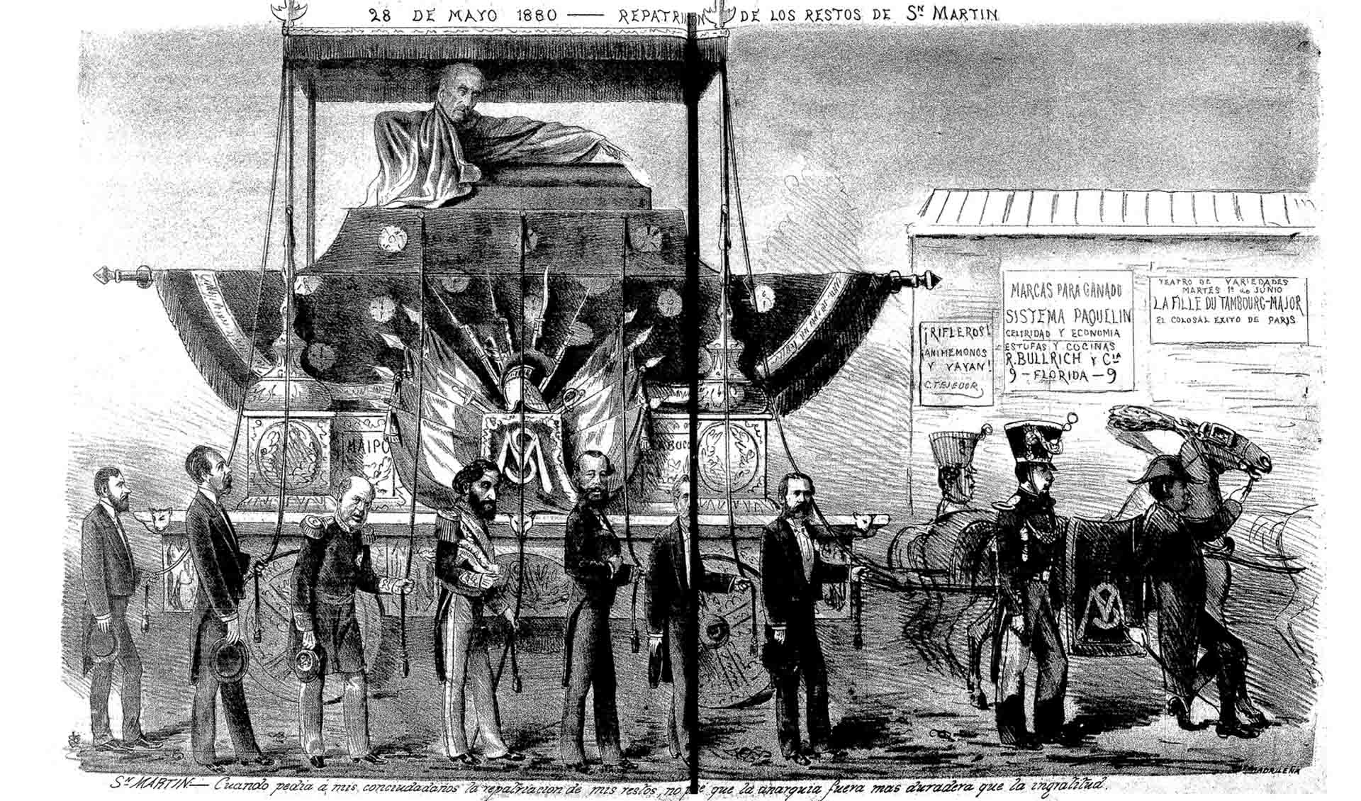 A bordo del vapor “Villarino”, en 1880 la Armada Argentina repatrió los restos del héroe a su tierra. Pocas escenas condensan tanto sentido patriótico como ésta, en la que el mar fue testigo y custodio de su regreso.